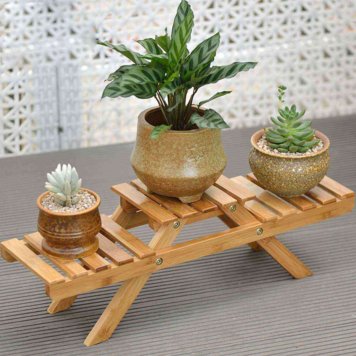 Bloemenstandaard rek houten plank palnt pannenlap hoek tuin binnen / buiten