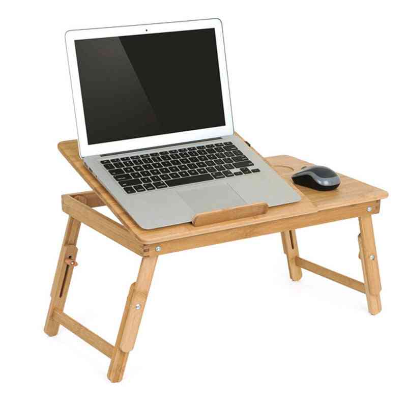 Actionclub Nature Bamboo Laptop Table Simple Computer Desk With Fan For Bed Sofa Folding Adjustable Laptop Desk On The Bed