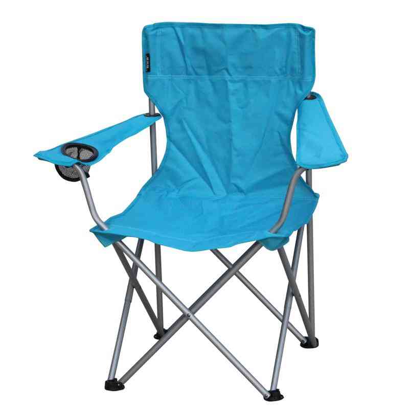 Outdoor Folding Chair Steel Chaise Oxford Fiber Armchair With Cup Holder Portable & Heavy Duty