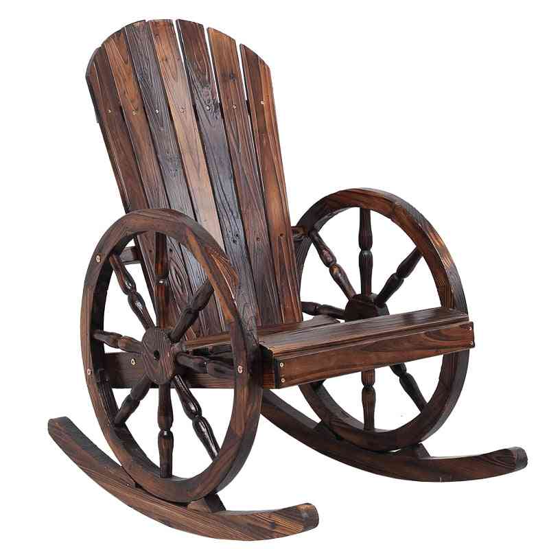 Wagon Wheel Wood Adirondack-style, Garden Furniture Rocking Chair