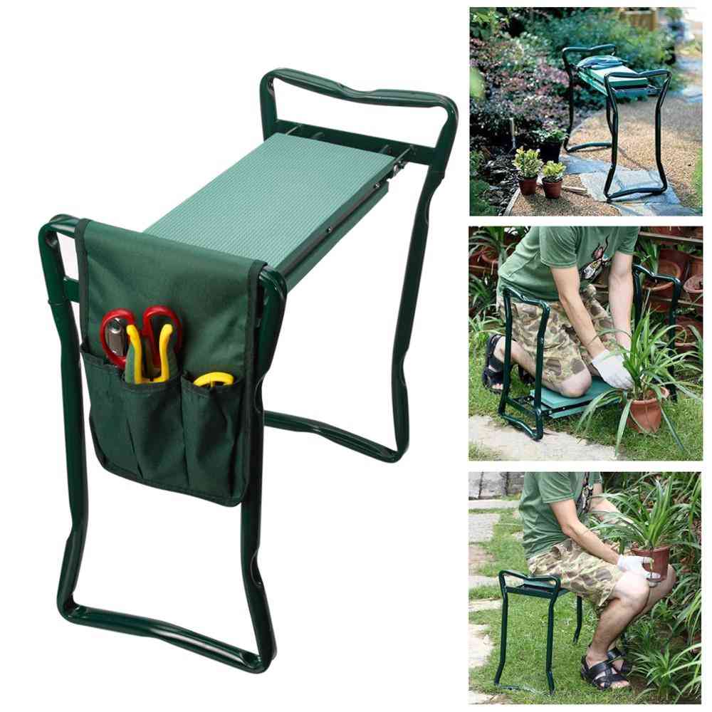 Cadeira dobrável de jardim assento ajoelhado, banquinho de aço inoxidável
