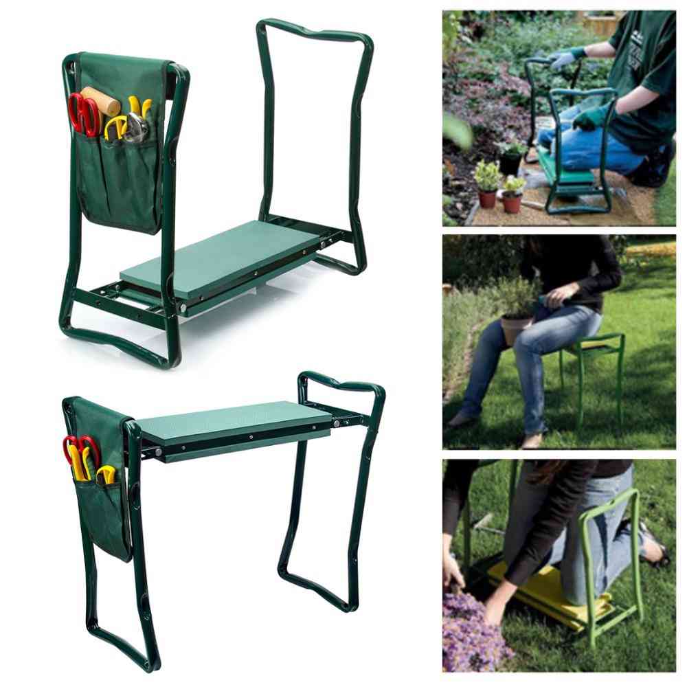 Folding Garden Chair Kneeler Seat, Stainless Steel Stool