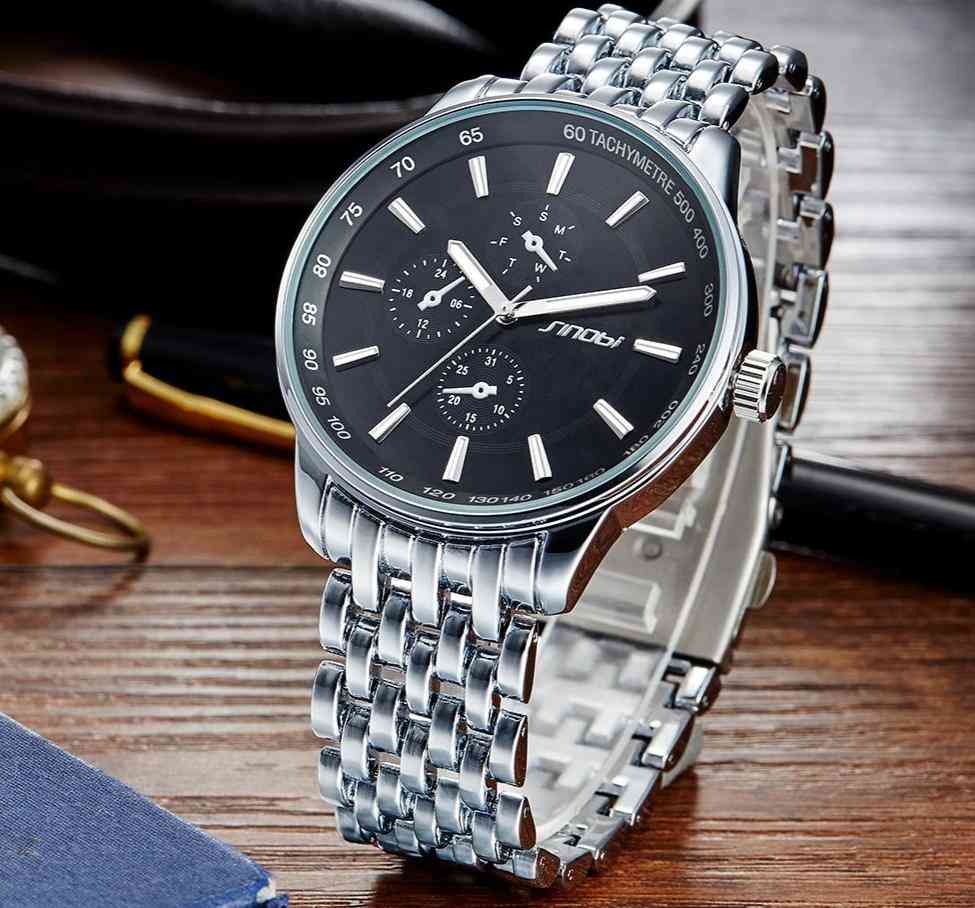 Luxe mode casual roestvrijstalen horloges-zwarte sport genève klok dropship relogio masculino