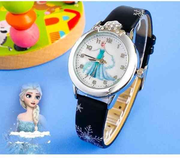 Princess Kids Watches Leather Strap Cartoon Wristwatches