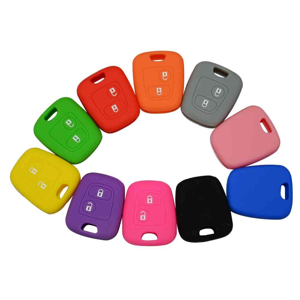 Silicone Car Key Cover Holder, Soft Rubber Button Fob Case Shell