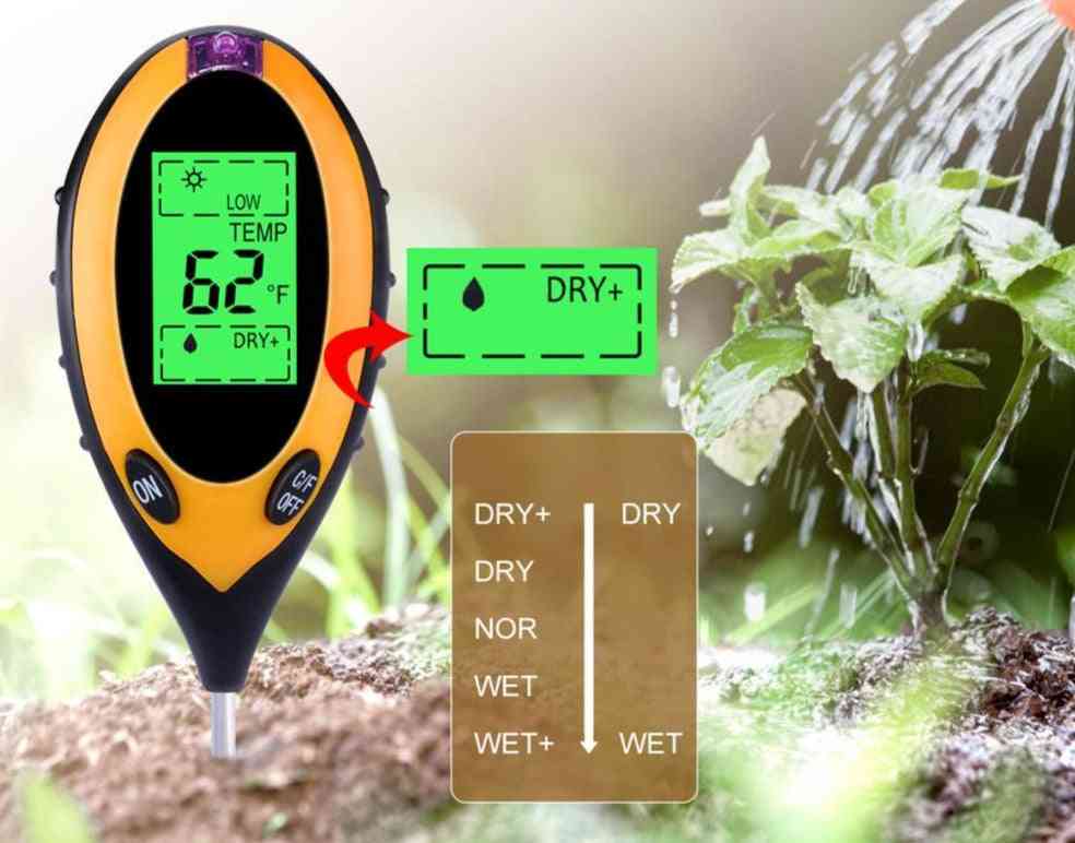 Cyfrowy miernik pH miernik wilgotności gleby, miernik temperatury światła słonecznego