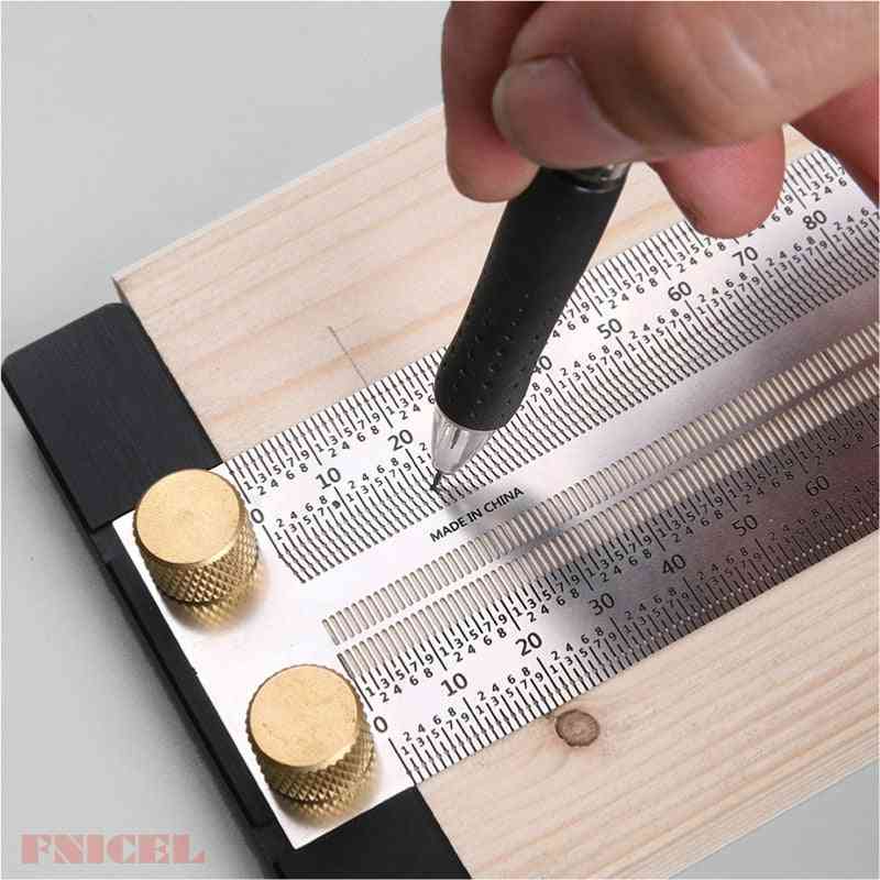 Scale Ruler T-type-hole Ruler Stainless Woodworking Scribing Mark Line Gauge