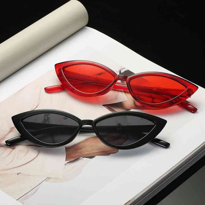 Black Cat Eye Sunglasses, Women Fashion Designer, Mirror Small Frame, For Female Shades