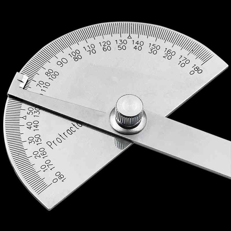 Stainless Steel Round Head Protractor Angle Finder Rotary Measuring Ruler Machinist Tool