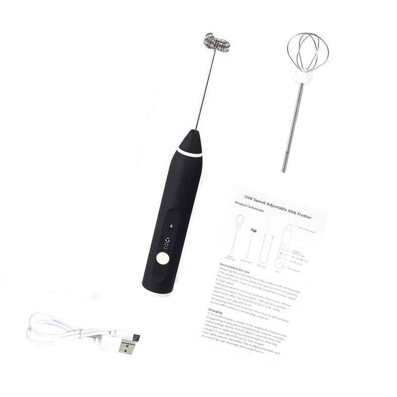 Rechargeable Milk Frother Handheld, Adjustable For Latte Coffee, Cappuccino