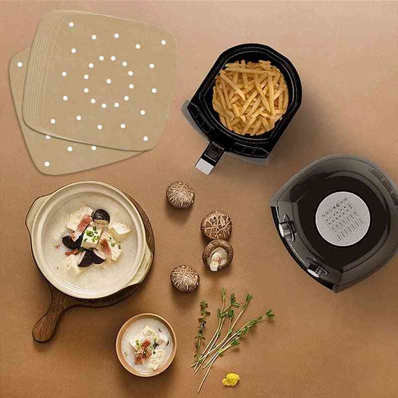 Unbleached Square Air Fryer Pads, Steamer & Silicone Paper