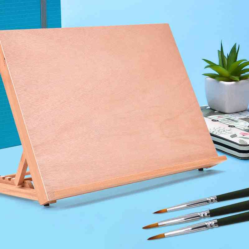 Wooden Drawing Table Sketch Bookshelf Wood Stand, Desktop For Painting Art