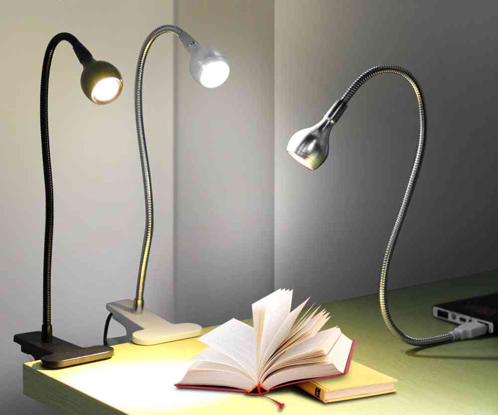 Led asztali lámpa klipszel, rugalmas olvasókönyv usb tápegység éjszakai lámpák