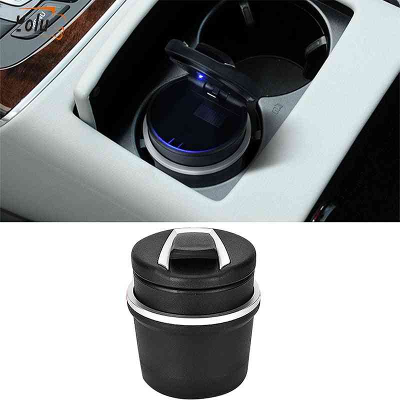 Portable Car Cigarette Smokeless Ashtray Holder Tray With Cool Led Light