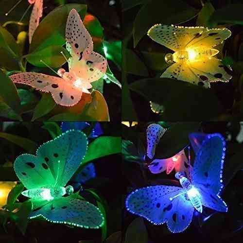 Led Solar Powered Butterfly Fiber Optic Fairy String Waterproof Lights
