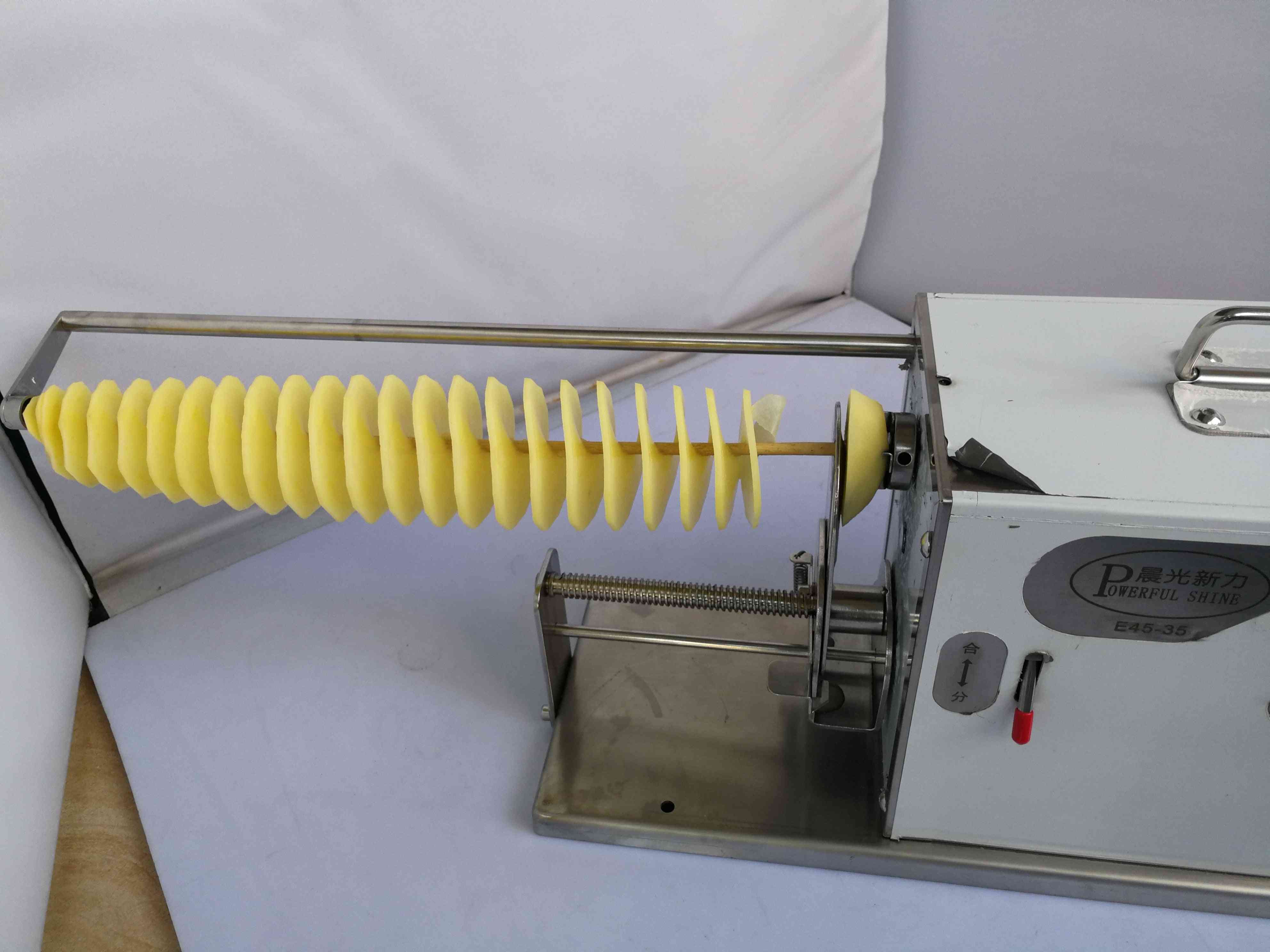 מכונת תפוחי אדמה טורנדו מתיחה אוטומטית, חיתוך ספירלה, צ'יפס תפוחי אדמה, סוג חשמלי