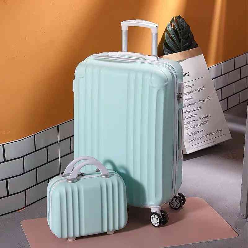 Women Travel Suitcase Spinner Wheels, On-trolley Luggage Set Cabin Trolley Case