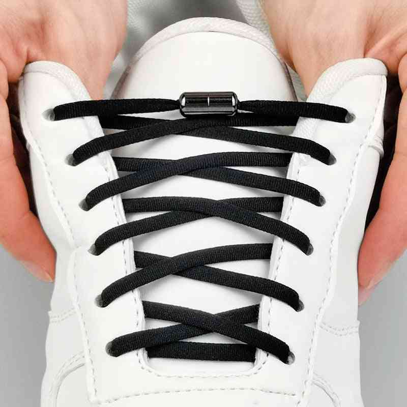 Metal Lock Shoelaces Round Elastic Special No Tie For Men Women Lacing Rubber Zapatillas Colors