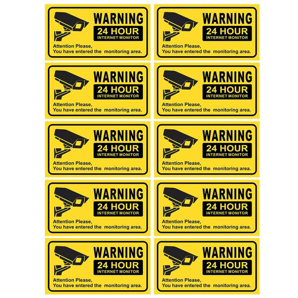 Vandtæt videokameraovervågningssikkerhedsmærkater, mærkater advarselsalarmskilte