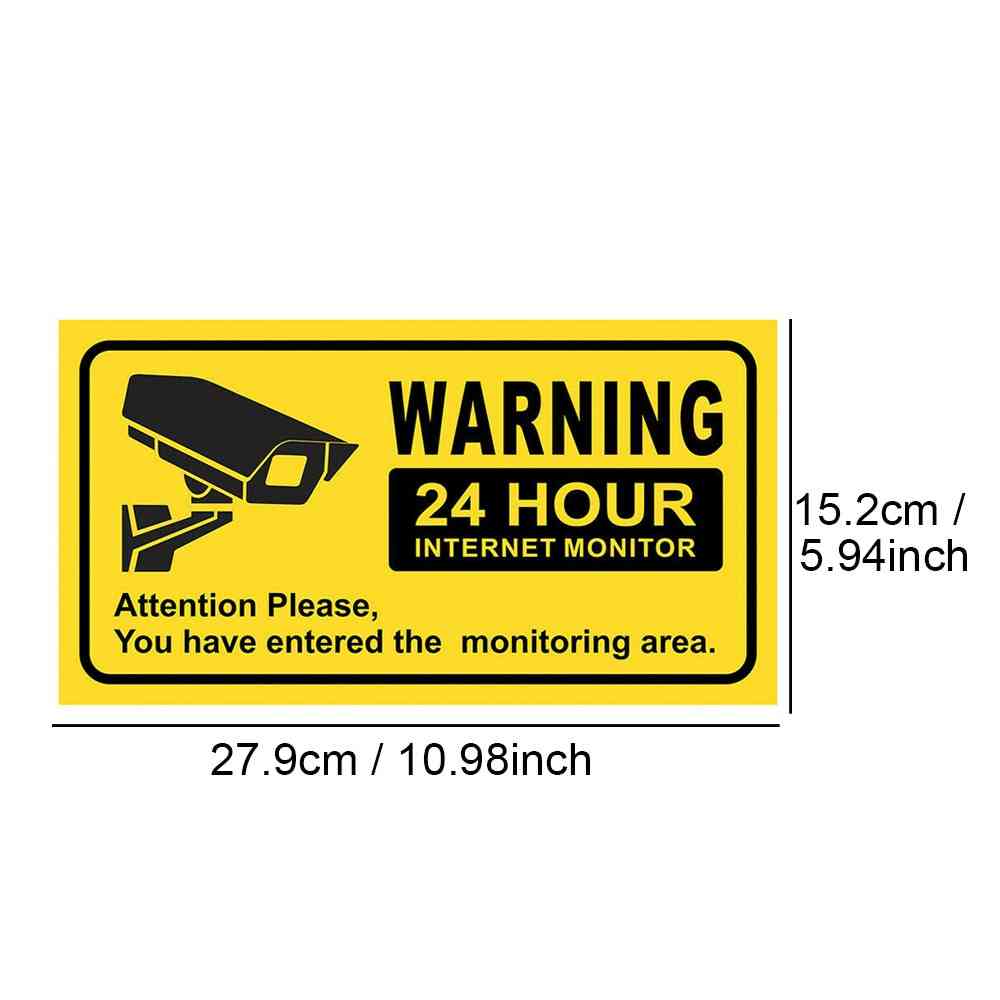 Vattentät videokameraövervakning säkerhetsdekaler, dekaler varningslarmskyltar