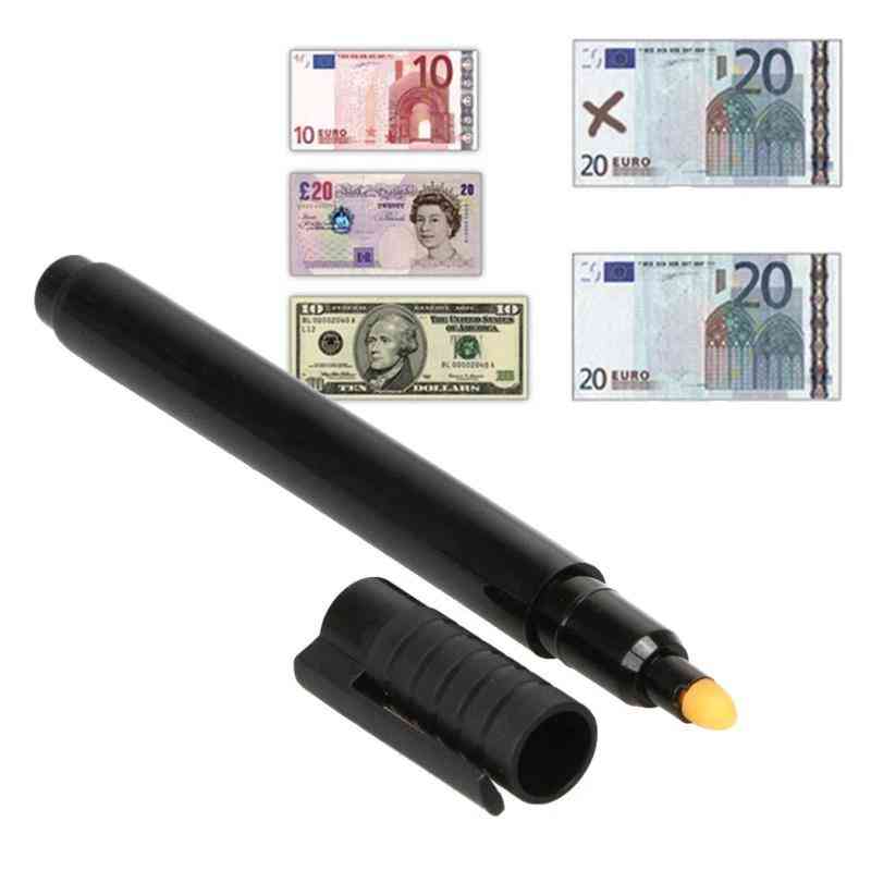 Marcador de falsificación de detector de moneda, bolígrafo probador de billetes falsos