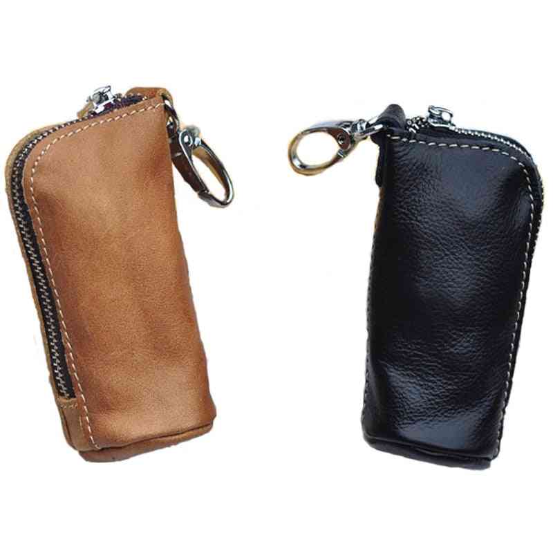 Men Genuine Buckets Key Cases Pouch/ Zipper Keychain
