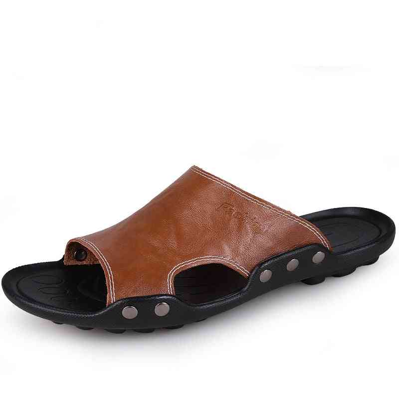 Genuine Leather Men Outdoor Summer Casual Slippers Sandal