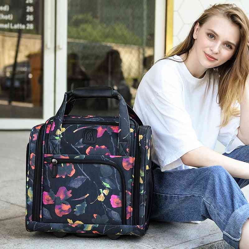Fashion Luggage Metal Trolley Travel Bags Flower Suitcase On Wheels Valise Handbag