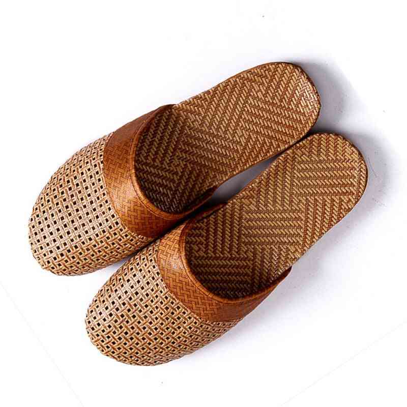 Chaussures d'été pour hommes pantoufles tissage de lin sandales antidérapantes respirantes