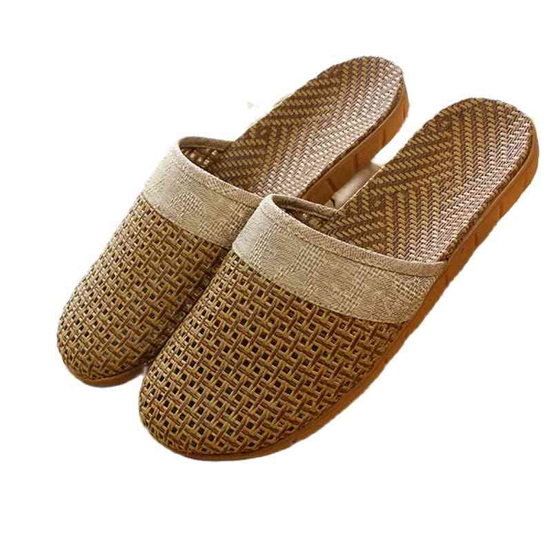 Mænds sommersko hjemmesko hør, der væver åndbare, skridsikre sandaler
