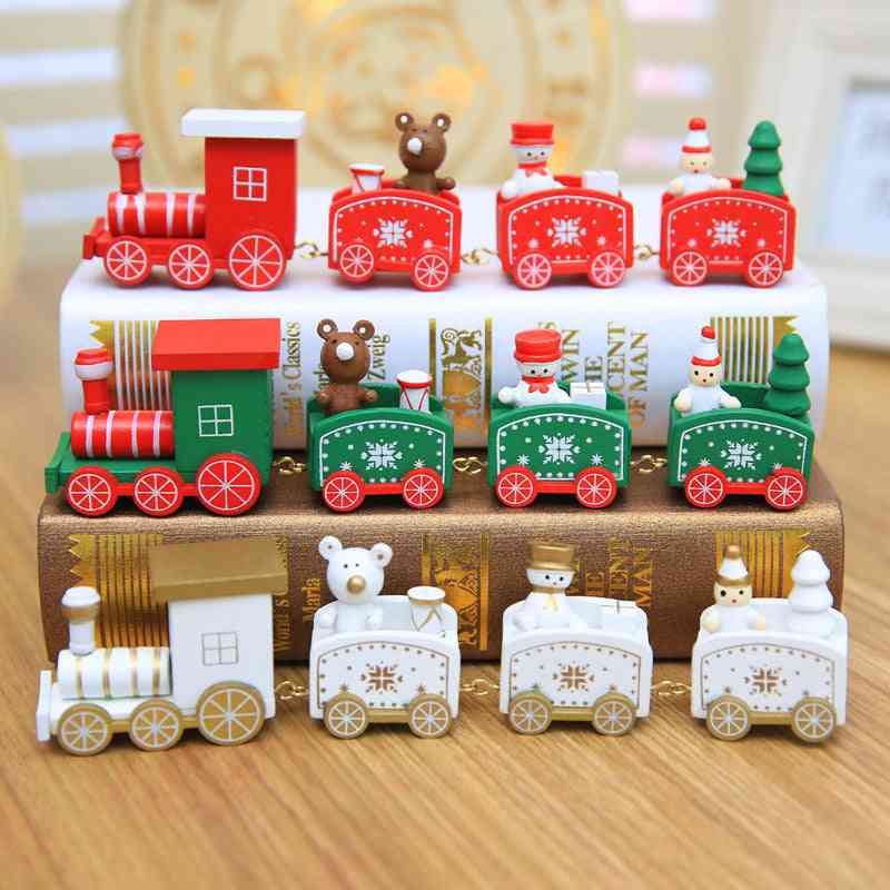 Painted Wooden Knot Christmas Train Set