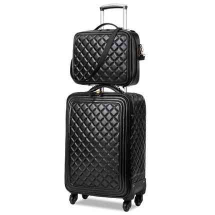 Leather Rolling Luggage Set, Spinner High Grade Luxury Suitcase Wheels Travel Bag