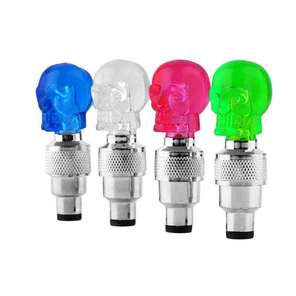 Skull Shape Valve Cap, Led Light Wheel Tyre Lamp For Bicycle Accessories