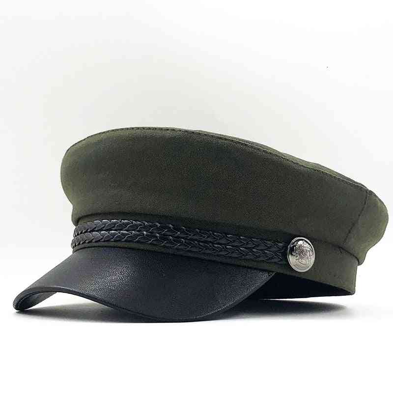 Hoogwaardige militaire man / vrouw platte hoeden, kapiteinspet