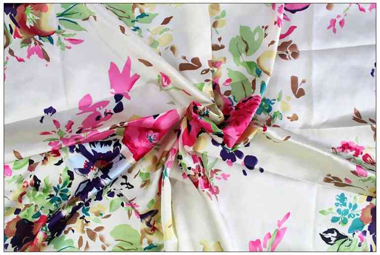 Sukienki bluzki szaliki odzież czysta jedwabna satyna charmeuse biała różowa drukowana
