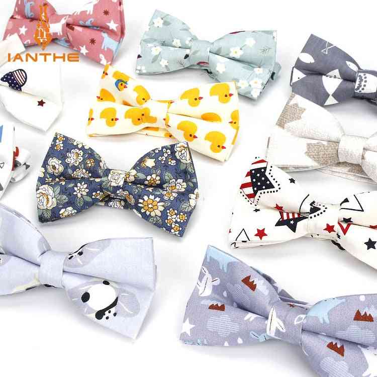 Men's Adjustable Formal Cotton Vintage Animal Print Bow Tie Butterfly Bowtie Tuxedo Bows Groom Prom Party Accessories