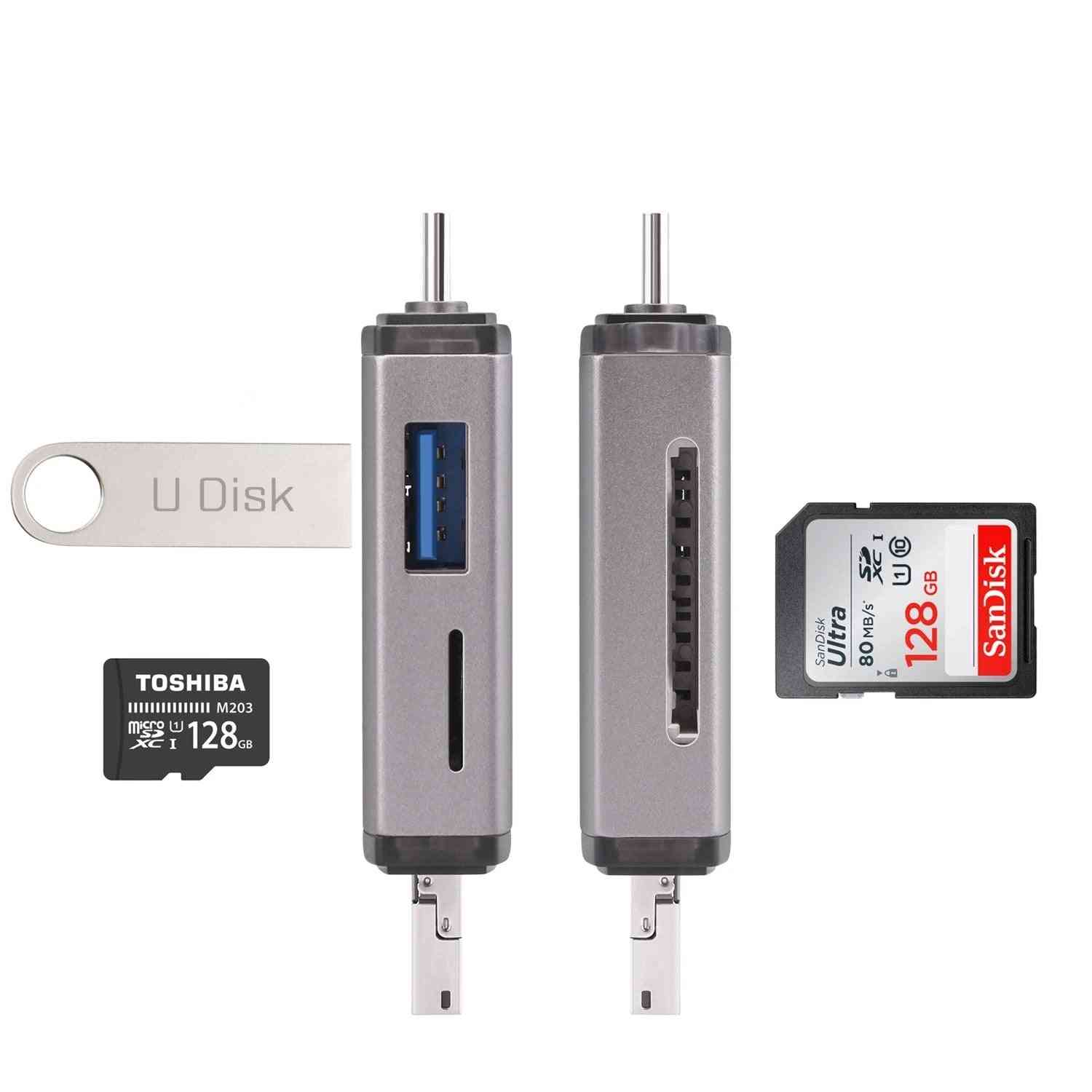 3 i 1 USB 2.0 Type-C til Micro SD-kortleser