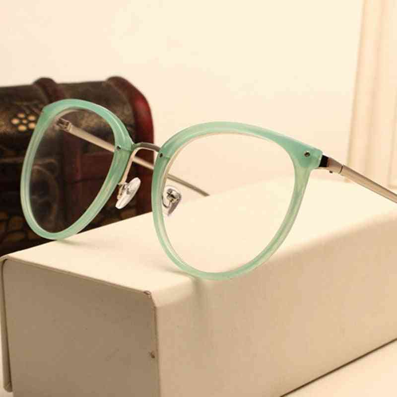 Classic Fashion Metal Round Eyeglasses, Transparent Clear Optical