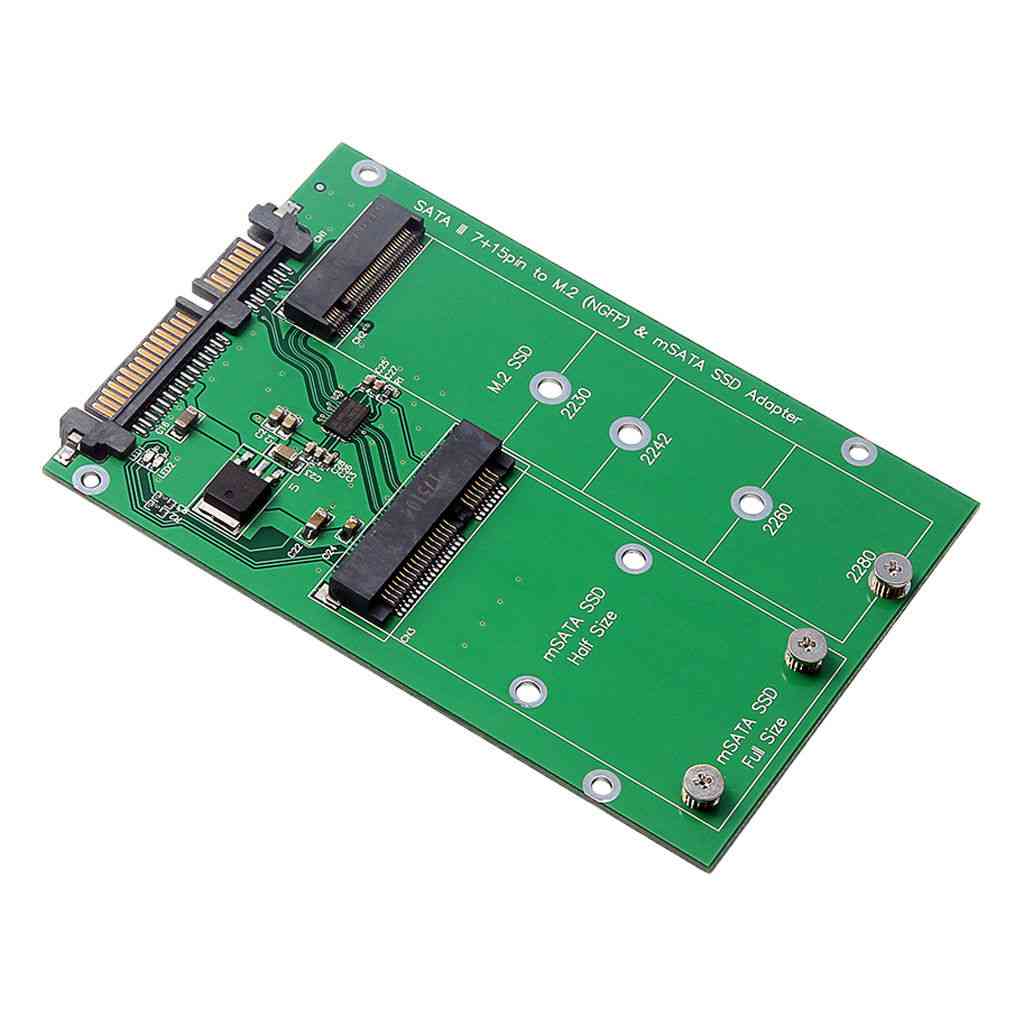 2.5 Inch M.2 Ngff Msata 2-in-1 Multiple Sized Ssd To Sata Iii Converter Card
