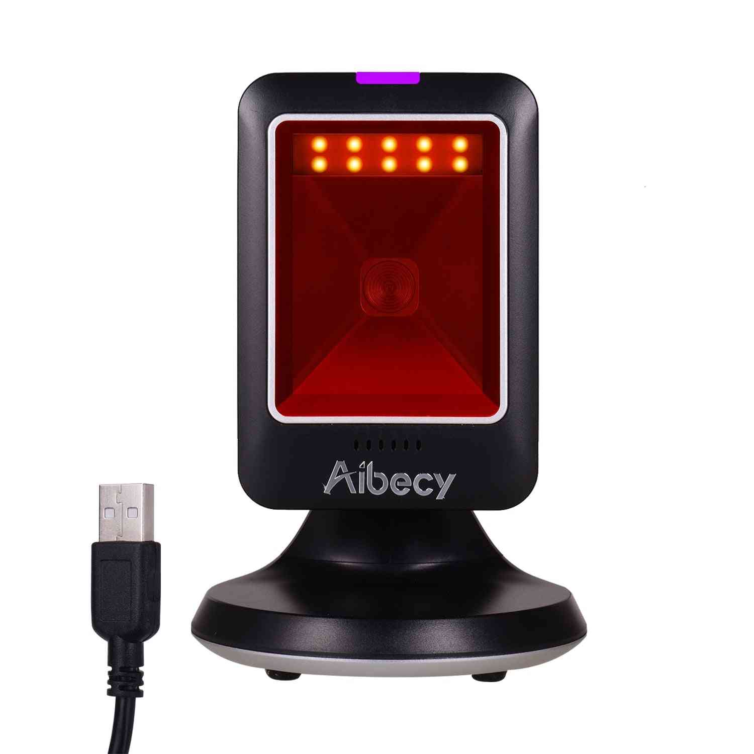 Aibecy Mp6300y 1d/2d/qr Omnidirectional Barcode Scanner, Usb Wired Bar Code Reader / Cmos Hand-free Qr Code Scanner For  Retail