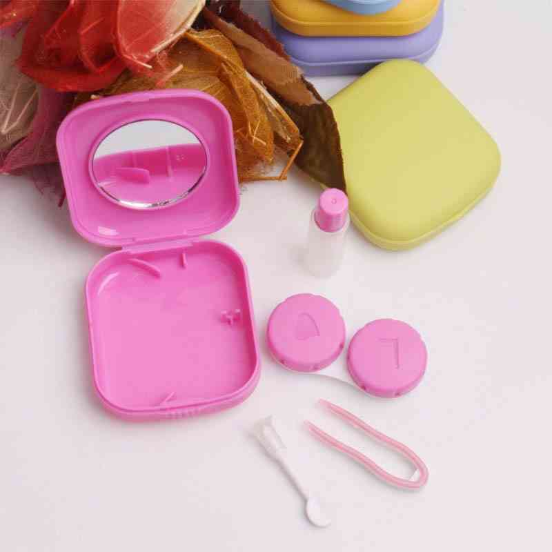 Pocket Portable Mini Contact Lens Case, Makeup Beauty Storage Box With Mirror