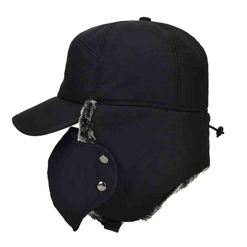 Winter Bomber Hats/women - Thick Balaclava Cotton Fur Earflap Warm Caps