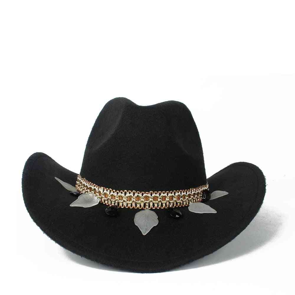 Women Wool Hollow Western Cowboy Hat