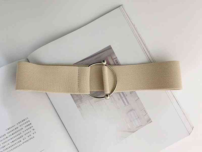 Round Buckle Design Elastic Waist Belts For Women