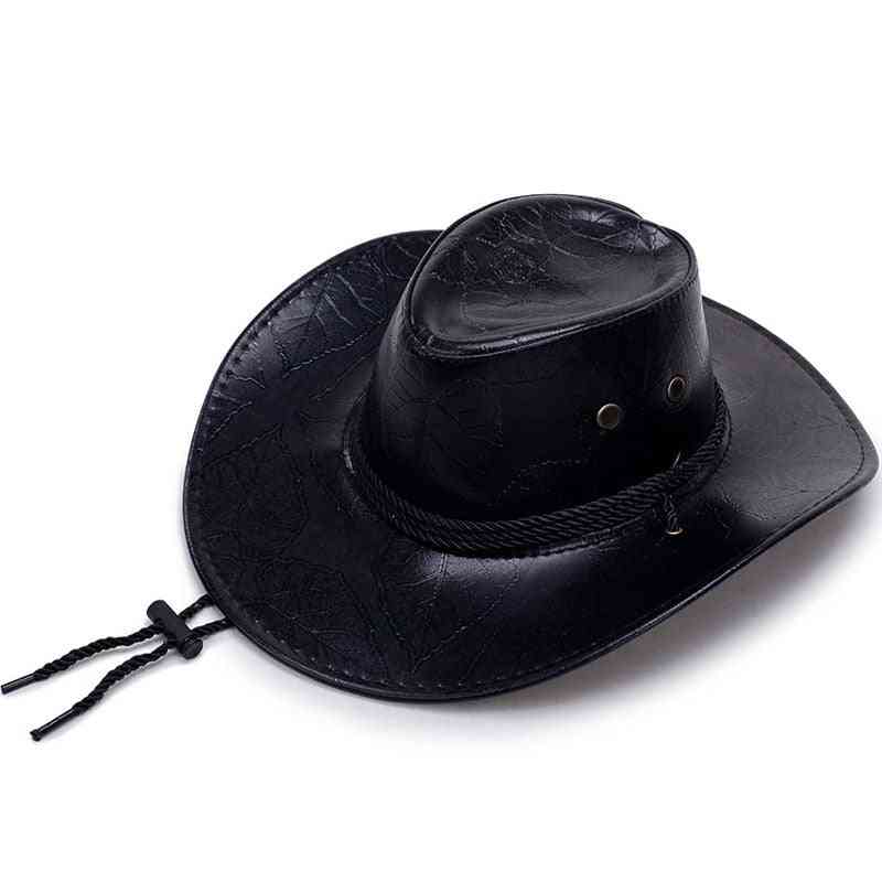 Unisex afslappet imiteret læder western cowboy hatte