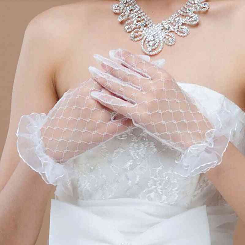 Ivory Short Lace Gloves Women Party Wear