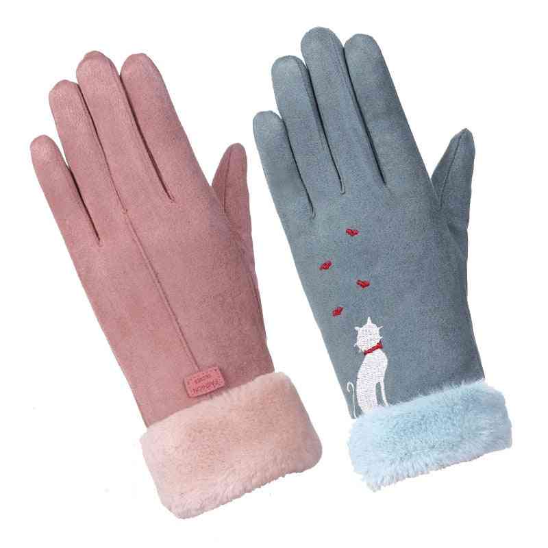 Winter Double Layer Furry Mittens Warm Glove