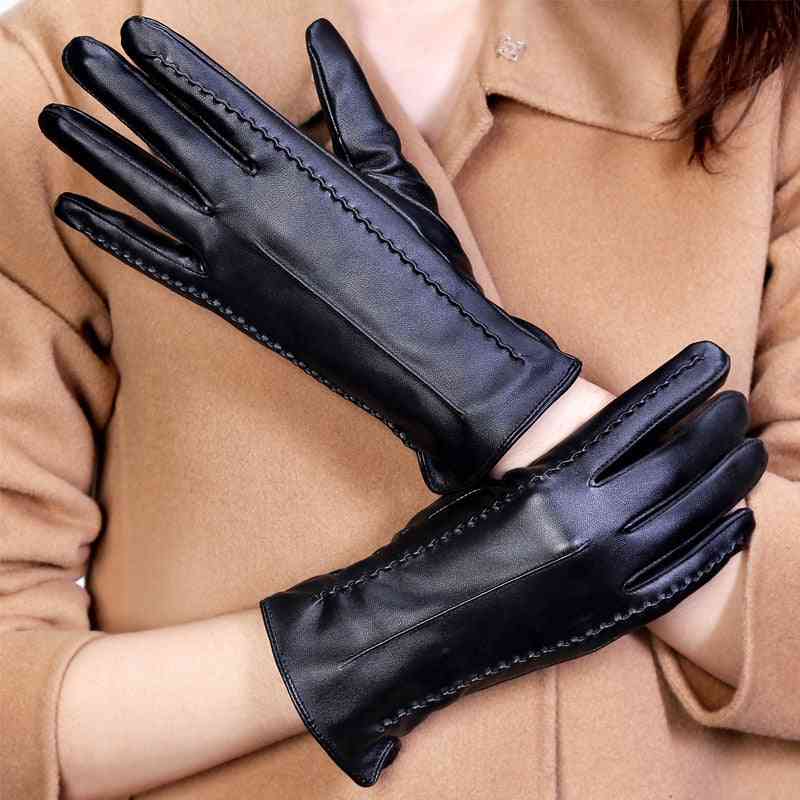 Vysoko kvalitné elegantné kožené rukavice z jahňacej kože pre ženy