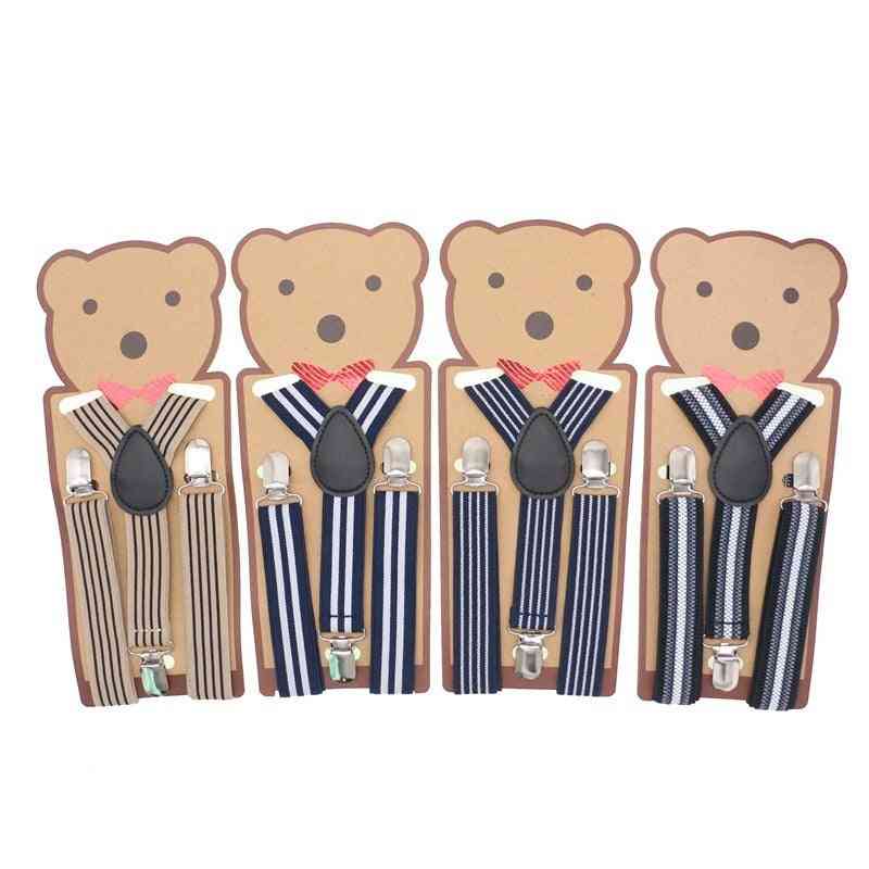 Cute Striped Design Suspenders Baby Clip-on Y-back Braces Elastic Kids
