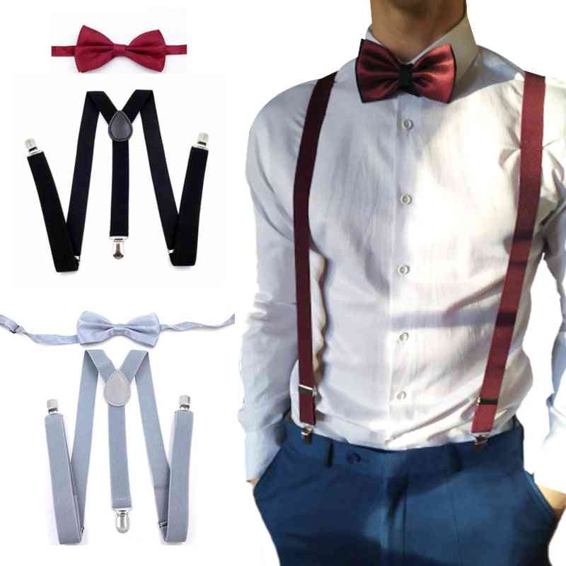Suspenders With Bowtie Fashion Men Bow Tie Set